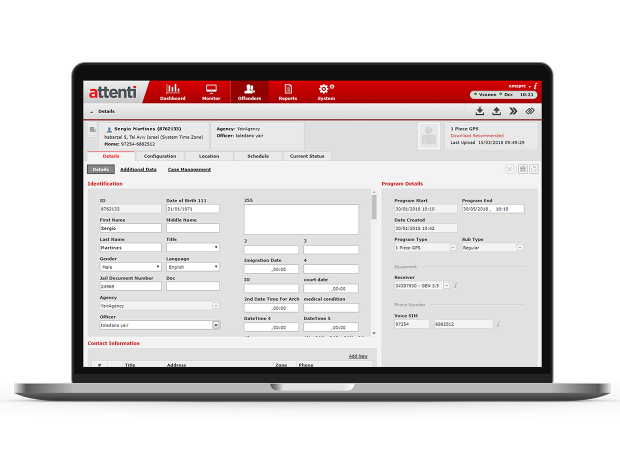 laptop with attenti offenders page